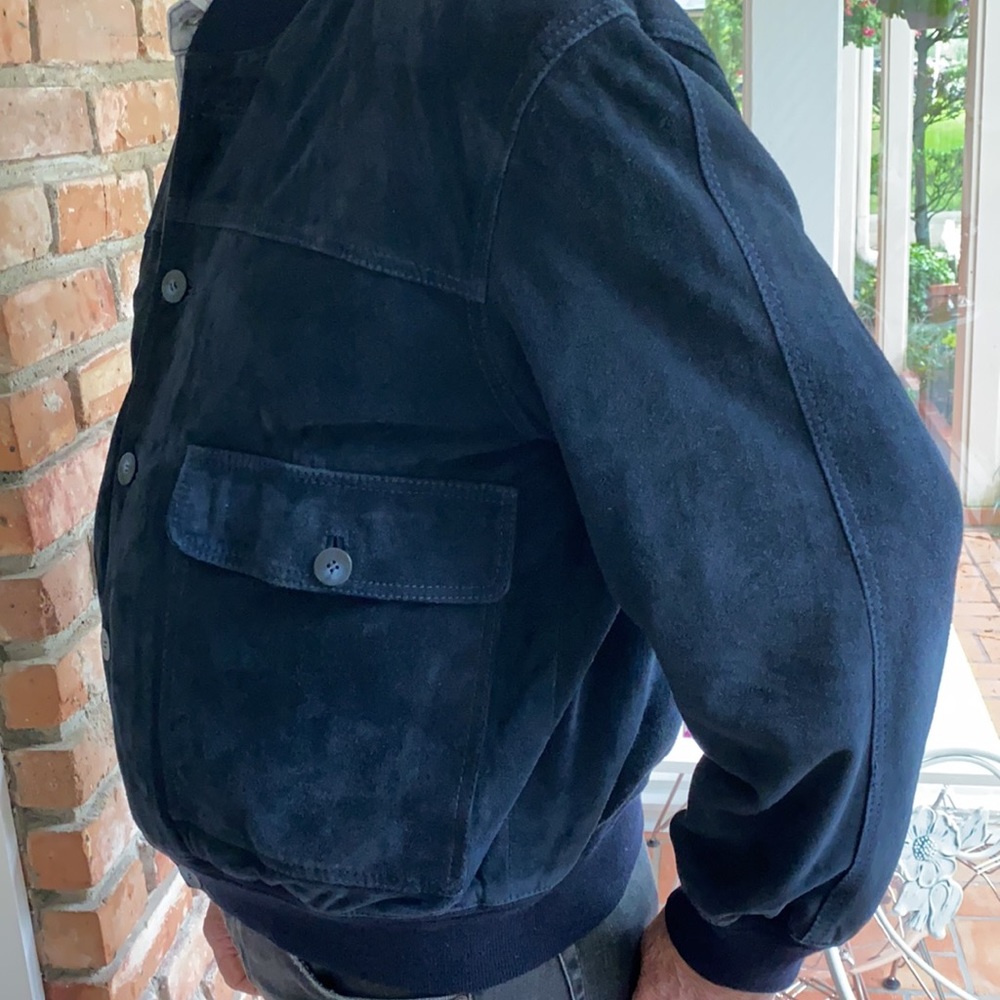 REAL SUEDE NAVY MENS JACKET MADE IN ITALY NWOT - Picture 5 of 16